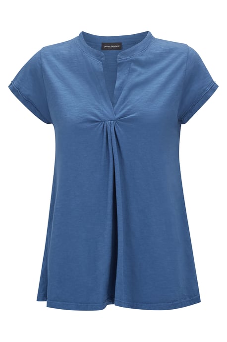 Gathered Mandarin Collar T-shirt