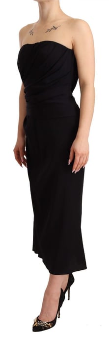 Dolce & Gabbana Damen Schwarzes Seidenfreies Midi-Kleid - Image 3