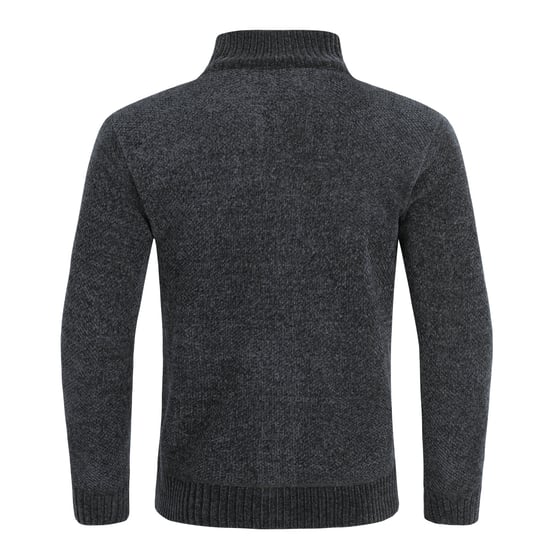Herren-Cardigan mit Rei?verschluss, Stehkragen und gefuttertem Grobstrickpullover dunkelgrauarz - Image 3