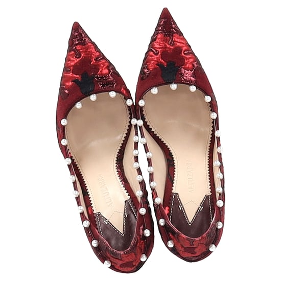 Aquazzura Perlenverzierte Pumps aus roter Baumwolle - Image 2