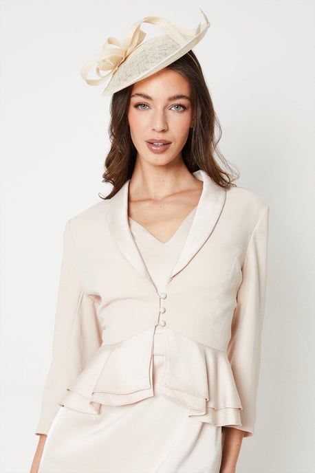 Satin Back Crepe Tailored Jacket With Peplum - Image 1