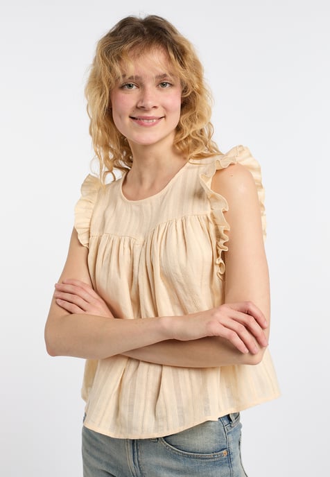 Dreimaster Bluse Damen Beige Creme - Image 5