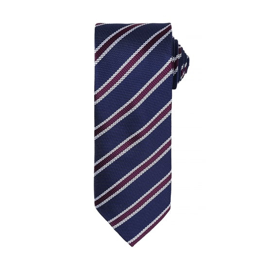 Premier Mens Waffle Stripe Formal Business Tie (2er-Pack) (Navy/Aubergine) - Image 1