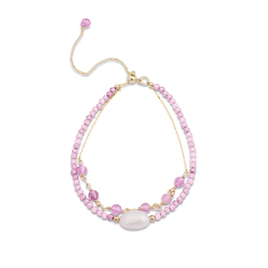 Luxenter ekhao bracelet in metal alloy and pink tourmaline 18K gold plated finish