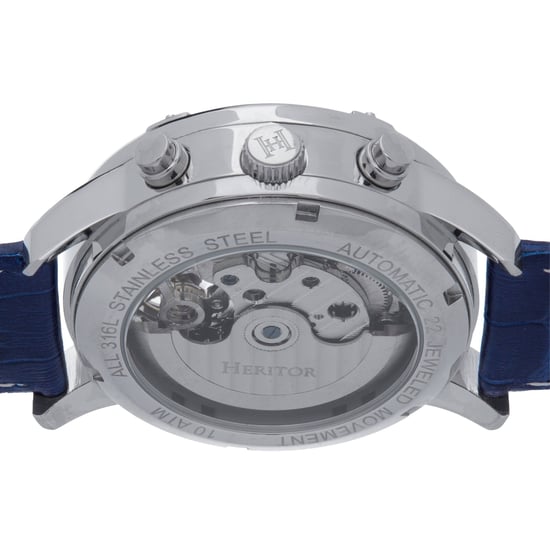 Heritor Automatic Wilhelm Semi-Skeleton Leather-Band Watch w/Day/Date