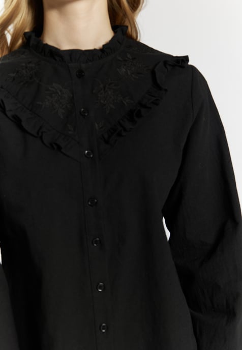 Dreimaster Langarmbluse Damen schwarz - Image 5