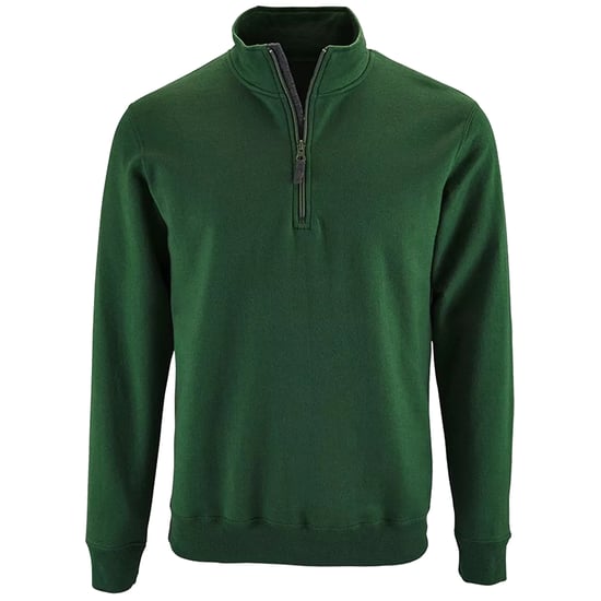 SOLS Herren Stan Kontrast Zip Neck Sweatshirt (Flasche grün) - Image 1
