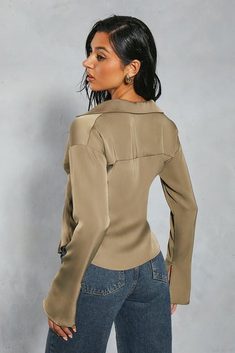 Fitted Waist Satin Shirt