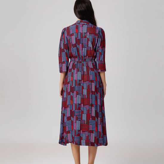 Midi-Blusenkleid mit Grafikdruck - Image 6