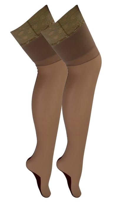 2 Paar Multipack Damen Nahtstrümpfe mit Spitze | Sock Snob | Damen Strümpfe - Nude / Schwarz - Image 1