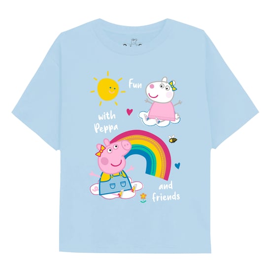 Peppa Pig Girls Rainbows & Friends Long-Sleeved T-Shirt (Light Blue)