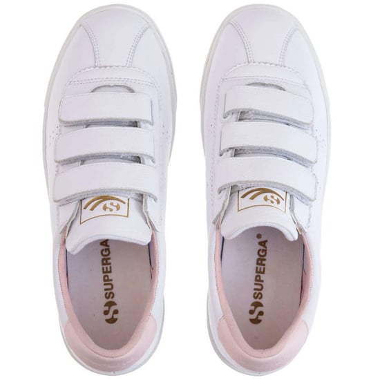 Superga Womens/Ladies 2870 Sport Club S Leather 3 Touch Fastening Strap Trainers (Weiß/Hellrosa) - Image 4