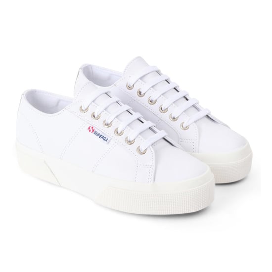 Superga Womens/Ladies 2740 Nappa Leather Platform Trainers (Optic White/Avorio) - Image 1
