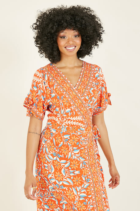 Orangefarbenes Kleid mit Blumen Yumi - Image 2