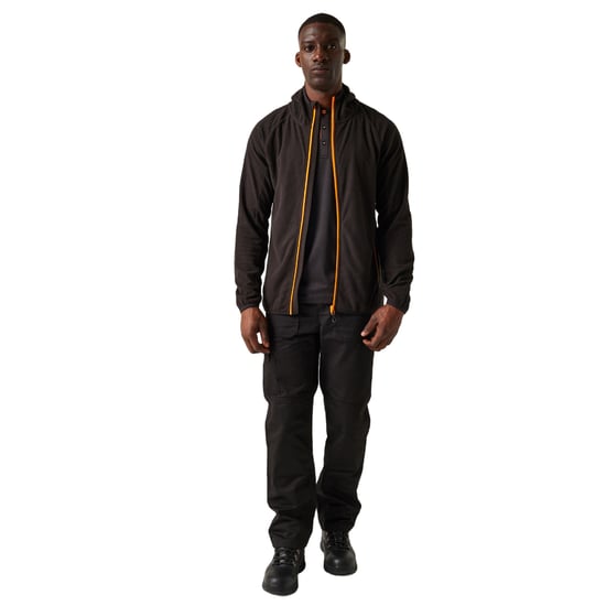 Regatta Mens Navigate Full Zip Fleece Jacket (Black/Orange Pop)