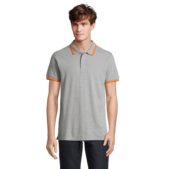 SOLS - "Pasadena" Poloshirt für Herren (Grau meliert/Orange) - Image 1