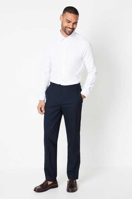 Slim Fit Long Sleeve Herringbone Shirt - Image 2