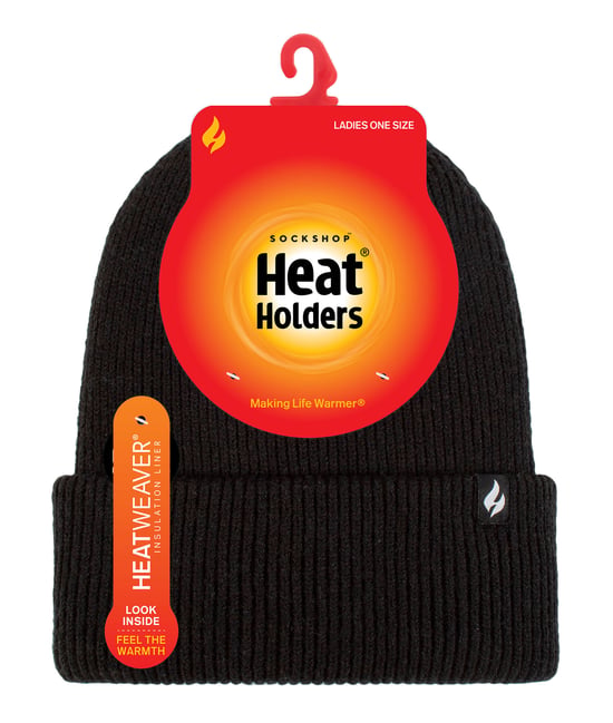 Damen Fleece gefütterte gerippte Überwurfmütze | Wärmehalter | Thermomütze für den Winter - Schwarz - Image 2