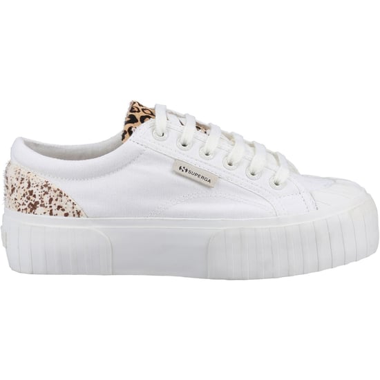 Superga 2631 Kalbshaar Details Leder Damen Weiß Avorio/Leopardenflecken Turnschuhe - Image 4