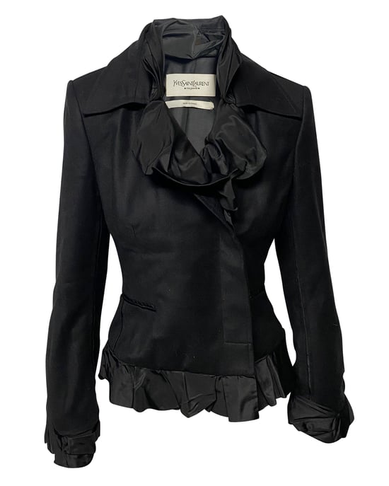 Yves Saint Laurent Rive Gauche Abendblazer aus schwarzer Wolle - Image 1