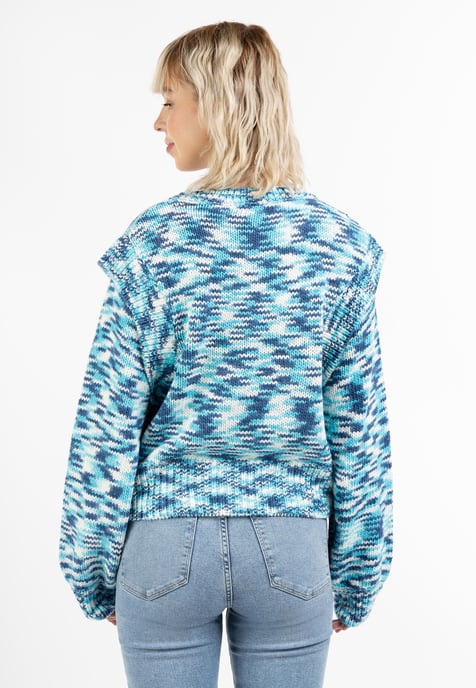 Mymo Strickpullover Damen Blau Mehrfarbig - Image 4