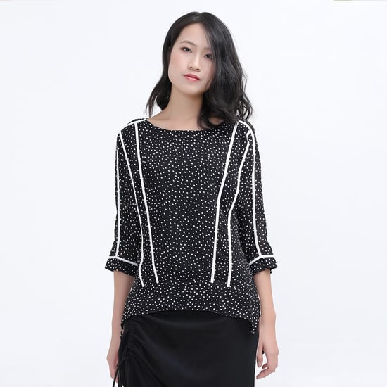 Chiffonbluse mit weißem Tupfenbesatz - Image 1