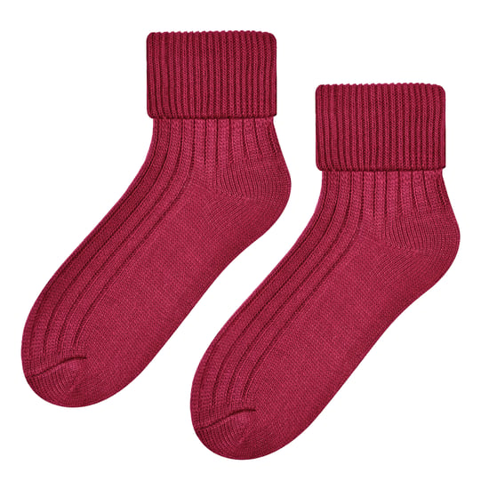 Damen Bettsocken aus Wolle | Steven | Superweiche, gemütliche Lounge-Schlafsocken, Weinrot - Image 1