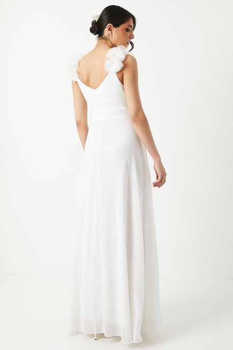 Corsage Detail Chiffon A Line Wedding Dress - Image 3