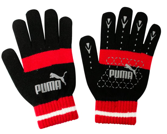 Puma No 1 Logo Cat Magic Winter Schwarz Rot Unisex Handschuhe - Image 1