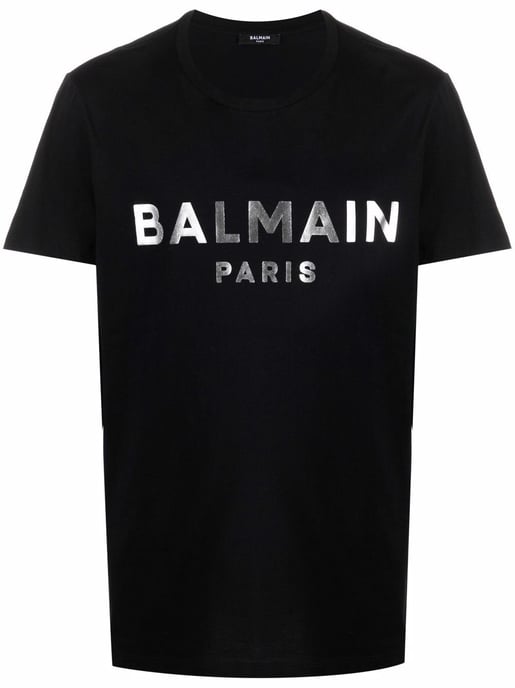 Balmain Silver T-Shirt mit Logo-Print in Schwarz - Image 1