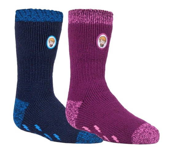 2 Paar Multipack Kinder Harry Potter Socken mit Griffen | Wärmehalter | Jungen & Mädchen thermische dicke rutschfeste Pantoffelsocken - HP Mix - Image 1