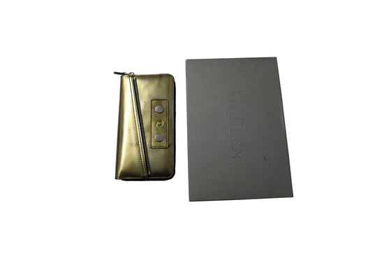 Alexander McQueen Reißverschluss Lang Geldbörse mit Metallnieten aus goldfarbenem Leder - Image 5