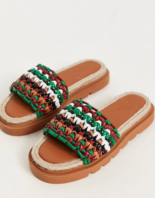 ASOS DESIGN Jupiter woven espadrille in multi tan