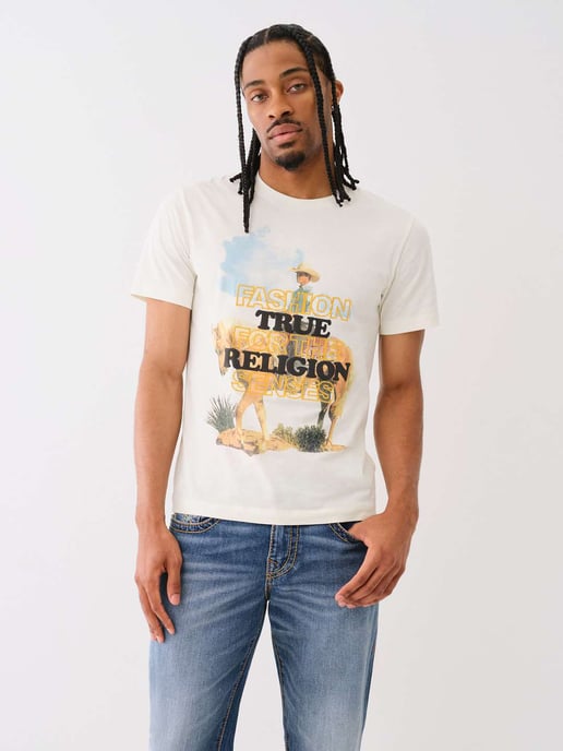 Embroidered Cowboy Tee in White