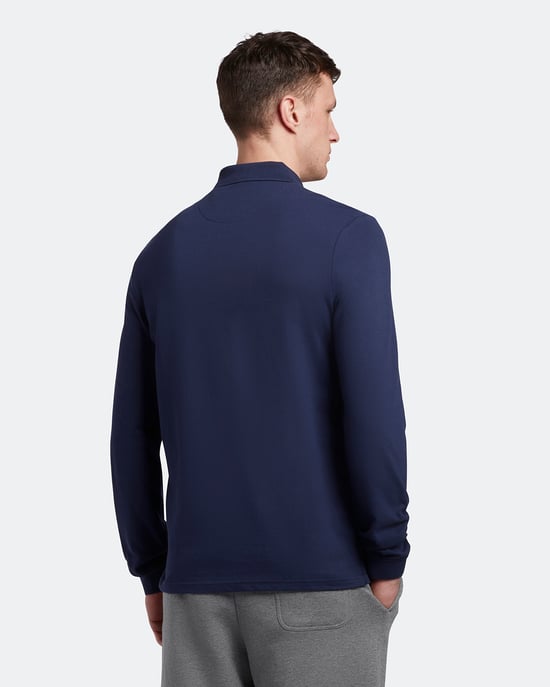Lyle & Scott Langärmeliges Poloshirt in Navy - Image 3