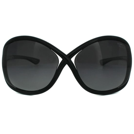 Tom Ford Butterfly Damen Sonnenbrille in glänzendem Schwarz und rauchgrau, polarisiert - Image 1