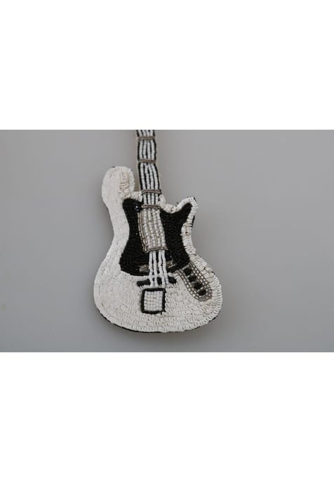Dolce & Gabbana Women's Gold Brass Beaded Guitar Pin Accessory Brooch