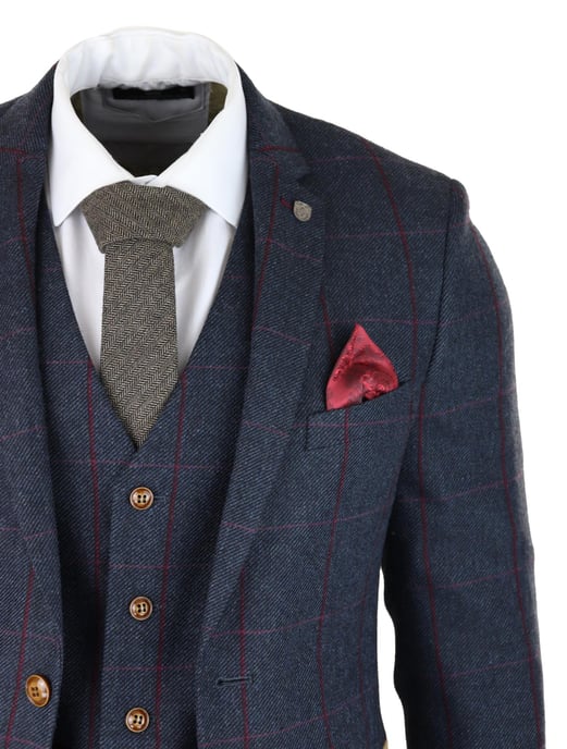 Herren Hahnentritt Tweed Anzug 3-teilig Marineblau Peaky Blinders 1920er Jahre Maßgeschneiderte Passform - Image 5