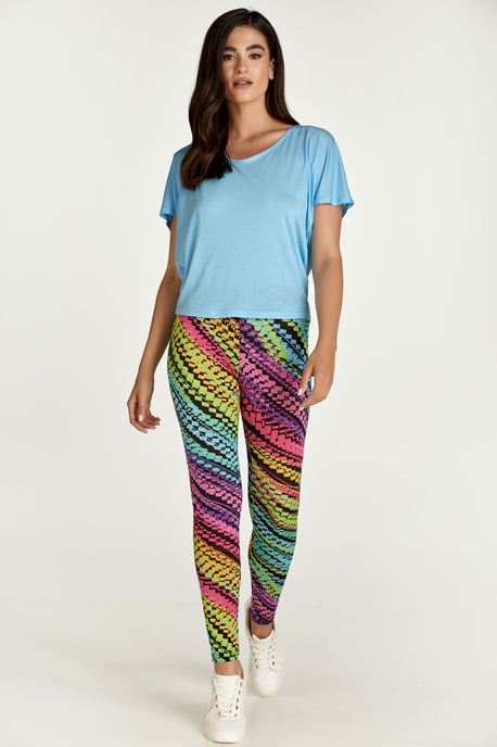 Fliederfarbene Leggings mit mehrfarbigem Druck - Image 1