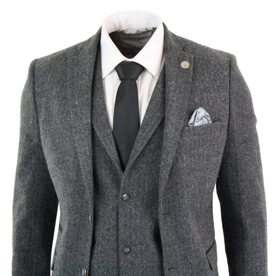 Herren 3-teiliges Anzug aus grauem Fischgräten-Tweed - Image 3