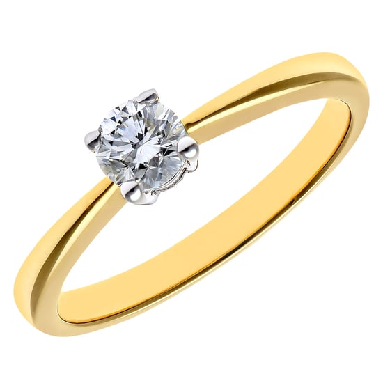 Engagement Ring, 18ct Yellow Gold IJ/I Round Brilliant Certified Diamond Ring, 0.33ct Diamond Weight