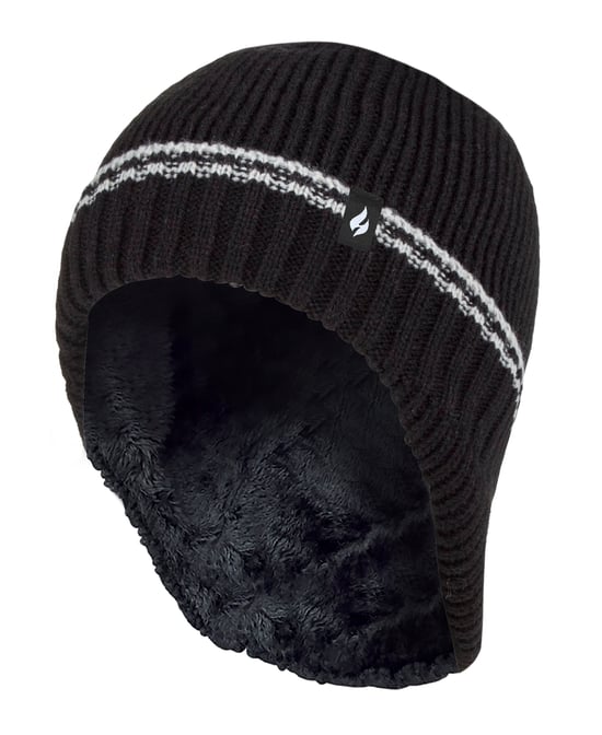 Wärmehalter - Jungen Patrouille gerippt Bobble Pom Pom Hut für Winter - Schwarz - Image 1