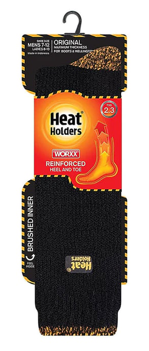 Mens Long Thermal Work Socks | Heat Holders | Thick Knee High Heavy Duty Socks | Boot Socks for Winter - Black - Image 2