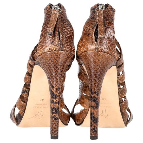 Giuseppe Zanotti Riemchensandalen aus braunem Python-prämiertem Leder - Image 4