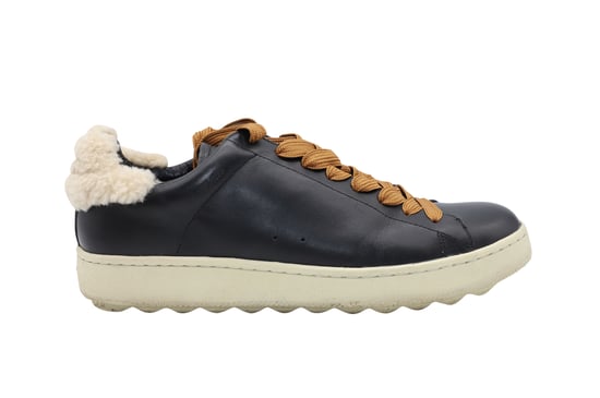 Coach C101 Lammfell-Sneaker aus schwarzem Leder - Image 1