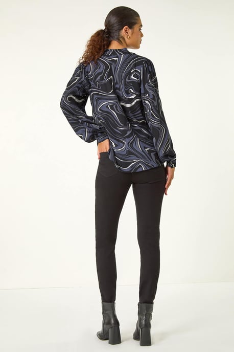 Metallic Marble Print Overshirt