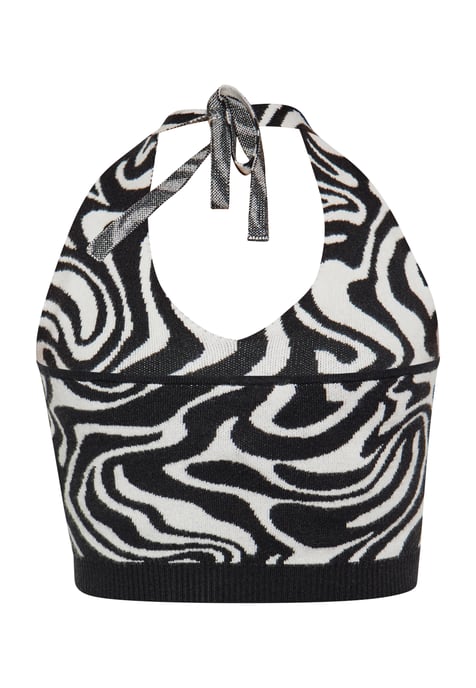 Mymo Crop-Top Damen wollweiß schwarz - Image 4