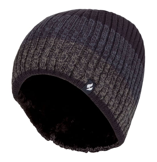 Herren Fleece gefüttert gestreifte Wintermütze | Wärmehalter | hohe Leistung weich isoliert Thermohut - Navy - Image 1