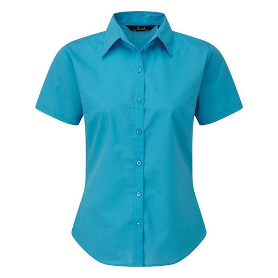 Premier Damen Kurzarm Popeline Bluse / Arbeitshemd (Türkis) - Image 1