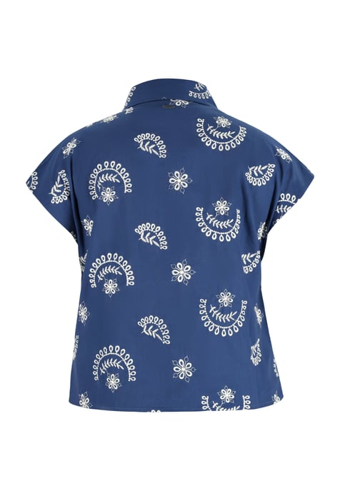 Dreimaster Bluse Damen Marine Wollweiss - Image 2